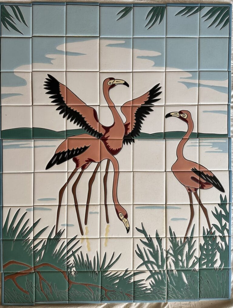 Four Flamingos: A Rare Mosaic Tile Company Mural