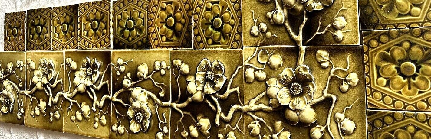 J. & J.G. Low Apple Blossom fireplace surround — detail