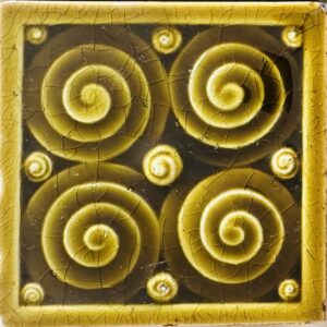 Antique Trent Majolica Spiral Tiles - Olive Gold - 4.25 in