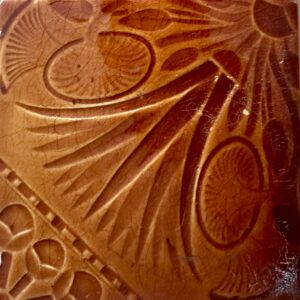 Antique Trent Majolica Fan Tiles - Amber Brown - 4.25 in