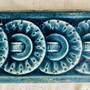 Antique AETCO Majolica Scroll Border Tiles - Slate Blue - 6x3