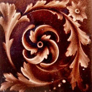 Antique Kensington Majolica Pinwheel Tiles - Burgundy - 6x6