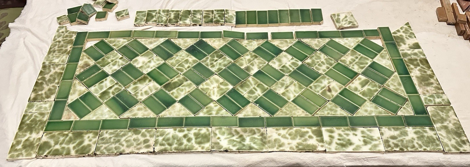 Antique AETCO Hearth Set — Zanesville Manor, Jade Mineral Green, c.1890
