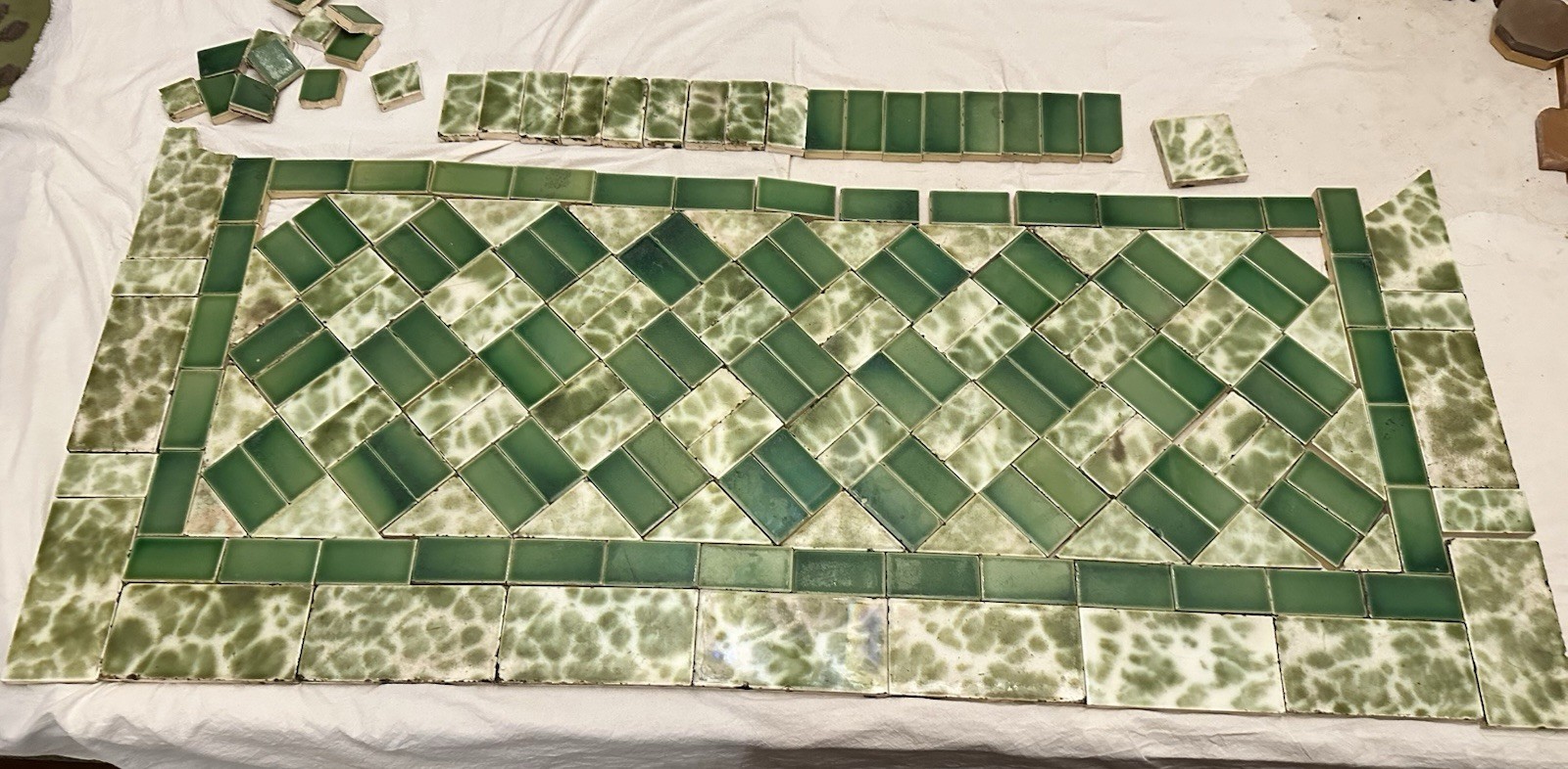 Antique AETCO Hearth Set — Zanesville Manor, Jade Mineral Green, c.1890 - Image 3
