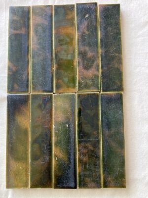 Antique Cambridge Olive-Bronze Mottled Trim Tiles — Set of 10