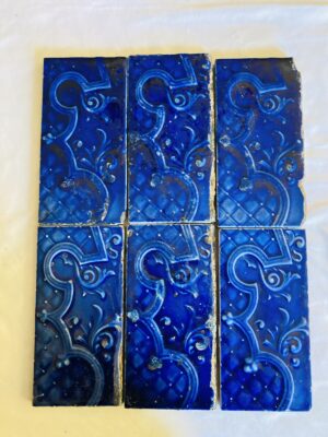 Antique Majolica Border Tile — Cobalt Blue, 3x6