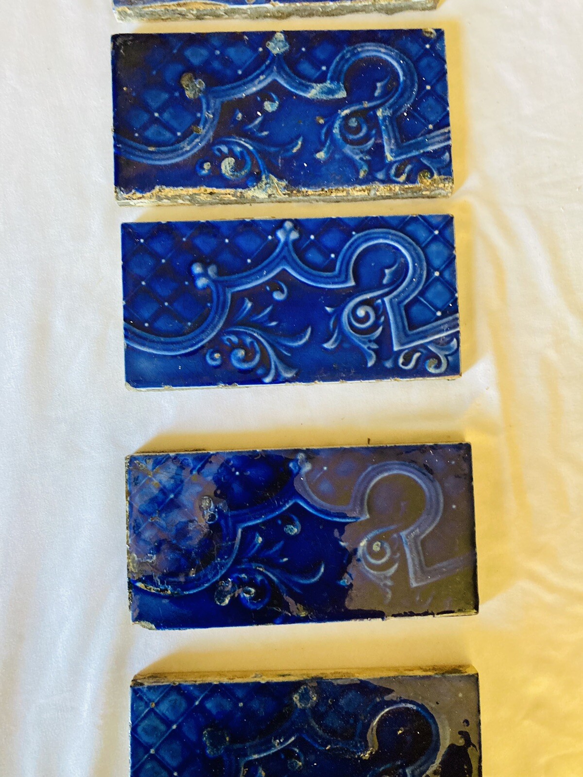 Antique Majolica Border Tile — Cobalt Blue, 3x6 - Image 4
