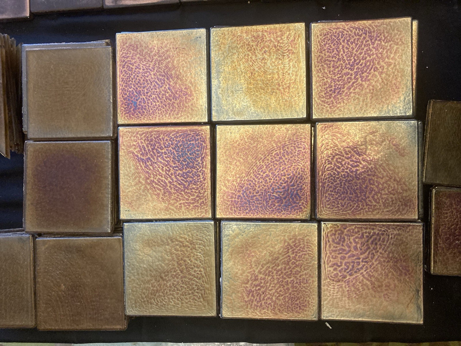 Memphis Postmodern Tile Lot — Copper, Raku & Amber Glass, 187-Piece Salvage - Image 3