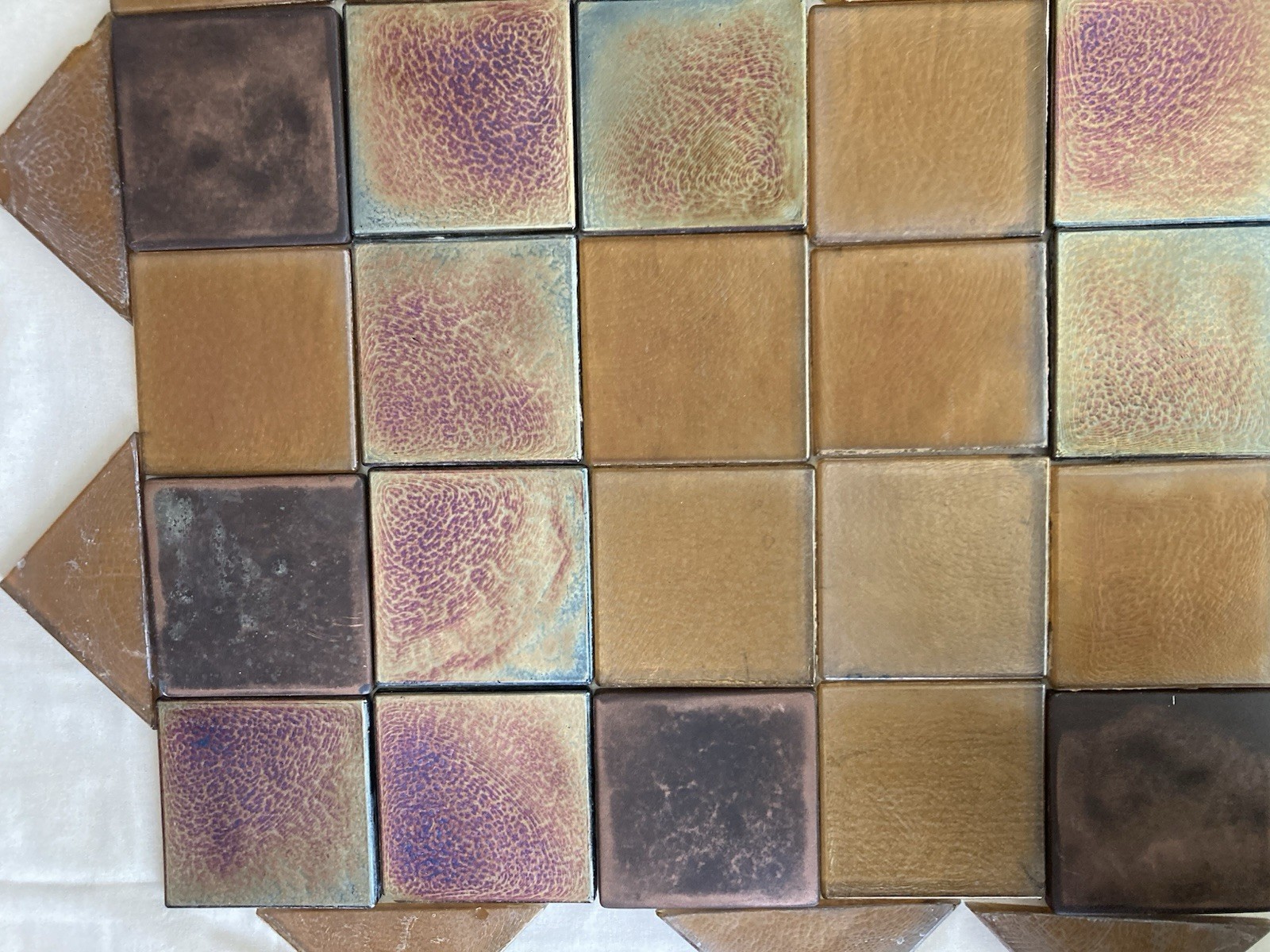 Memphis Postmodern Tile Lot — Copper, Raku & Amber Glass, 187-Piece Salvage - Image 4