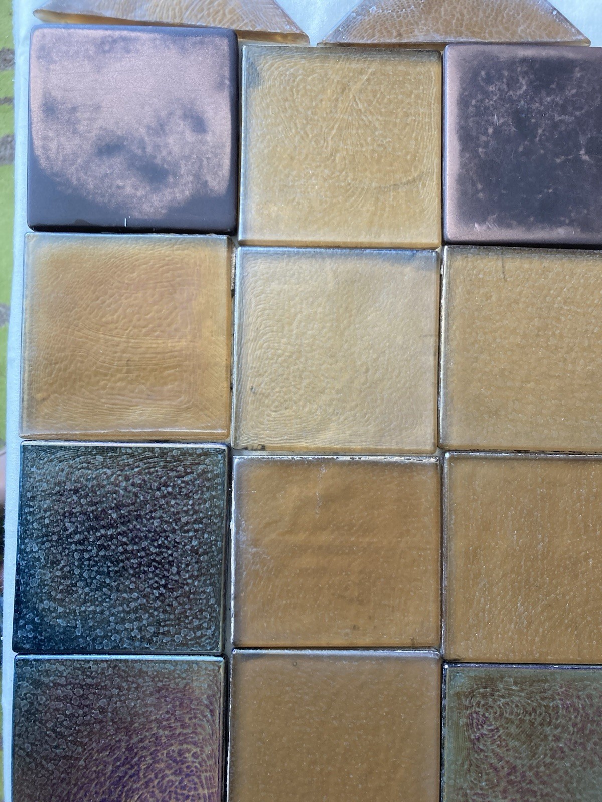 Memphis Postmodern Tile Lot — Copper, Raku & Amber Glass, 187-Piece Salvage - Image 5