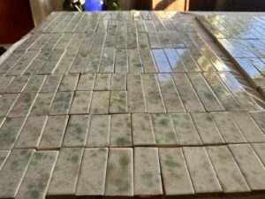 Antique Alhambra Tile Co. Crackle Celadon Fireplace Tiles — 117-Piece Set