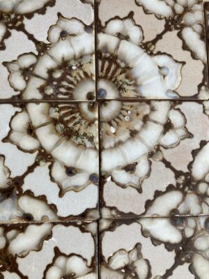 Mid-Century Japanese Kyoto Sunburst Crystalline Tiles — 38 Medallions (155 pcs)