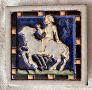 Antique Mosaic Tile Co. Faience Zodiac Capricorn Art Tile — Zanesville, 4x4