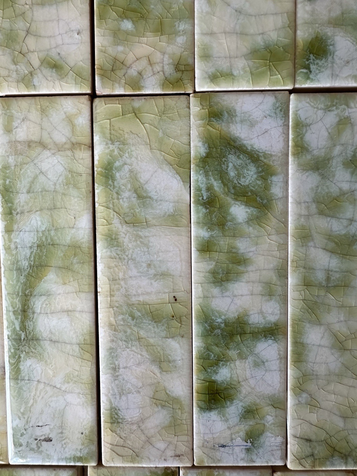 Antique Green Mottled Crackle Glaze Fireplace Tiles — 120-Piece Surround Set, Arts & Crafts - Image 3