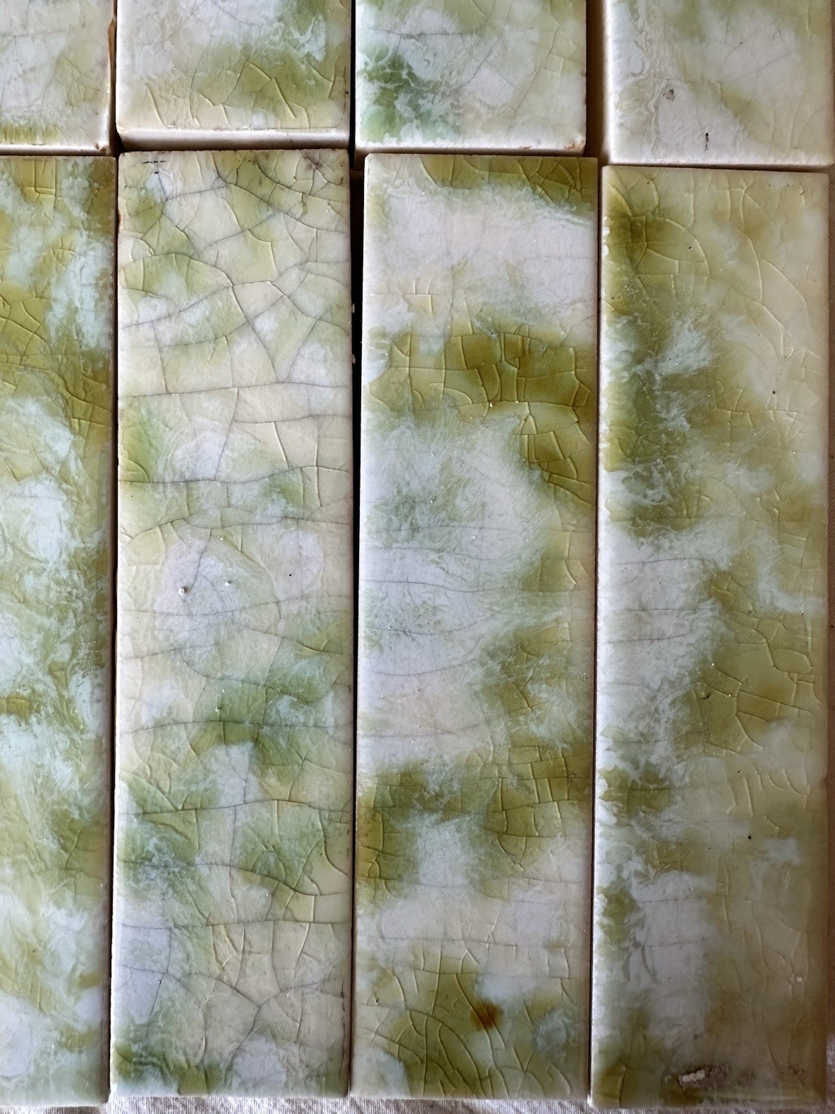 Antique Green Mottled Crackle Glaze Fireplace Tiles — 120-Piece Surround Set, Arts & Crafts - Image 4