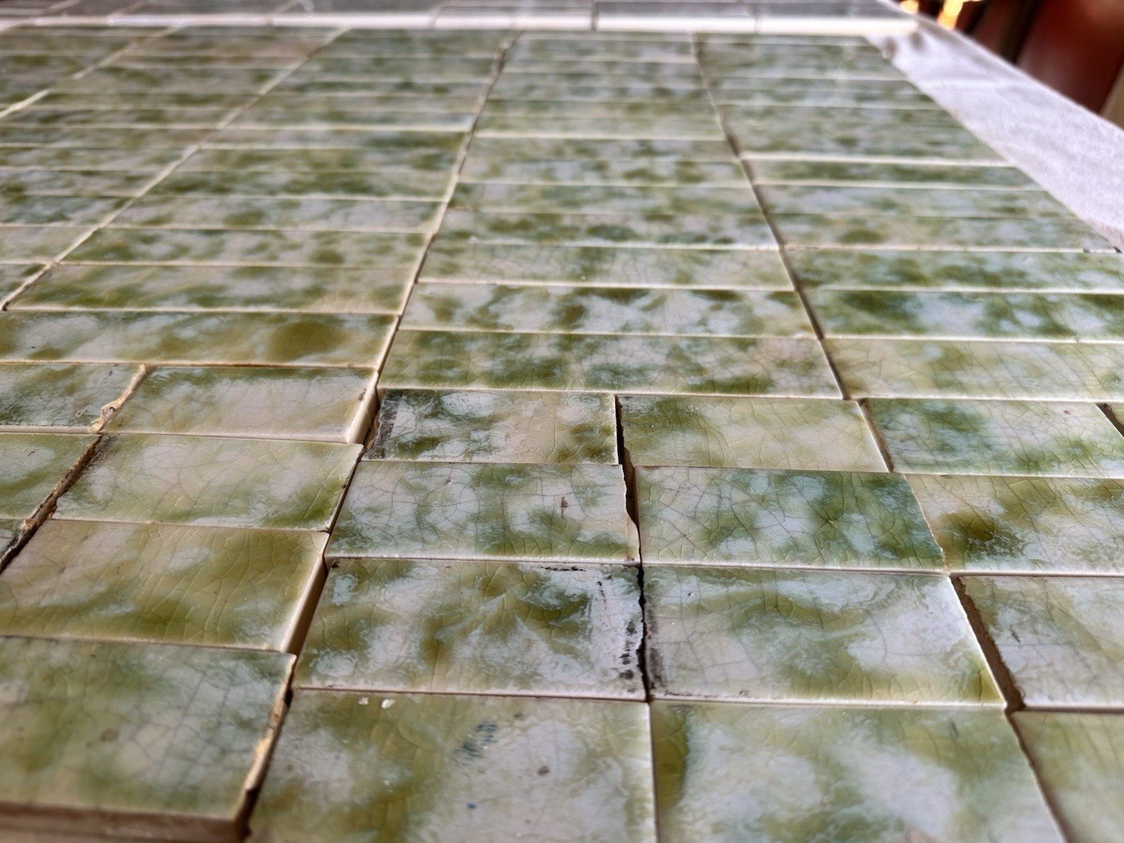 Antique Green Mottled Crackle Glaze Fireplace Tiles — 120-Piece Surround Set, Arts & Crafts - Image 5