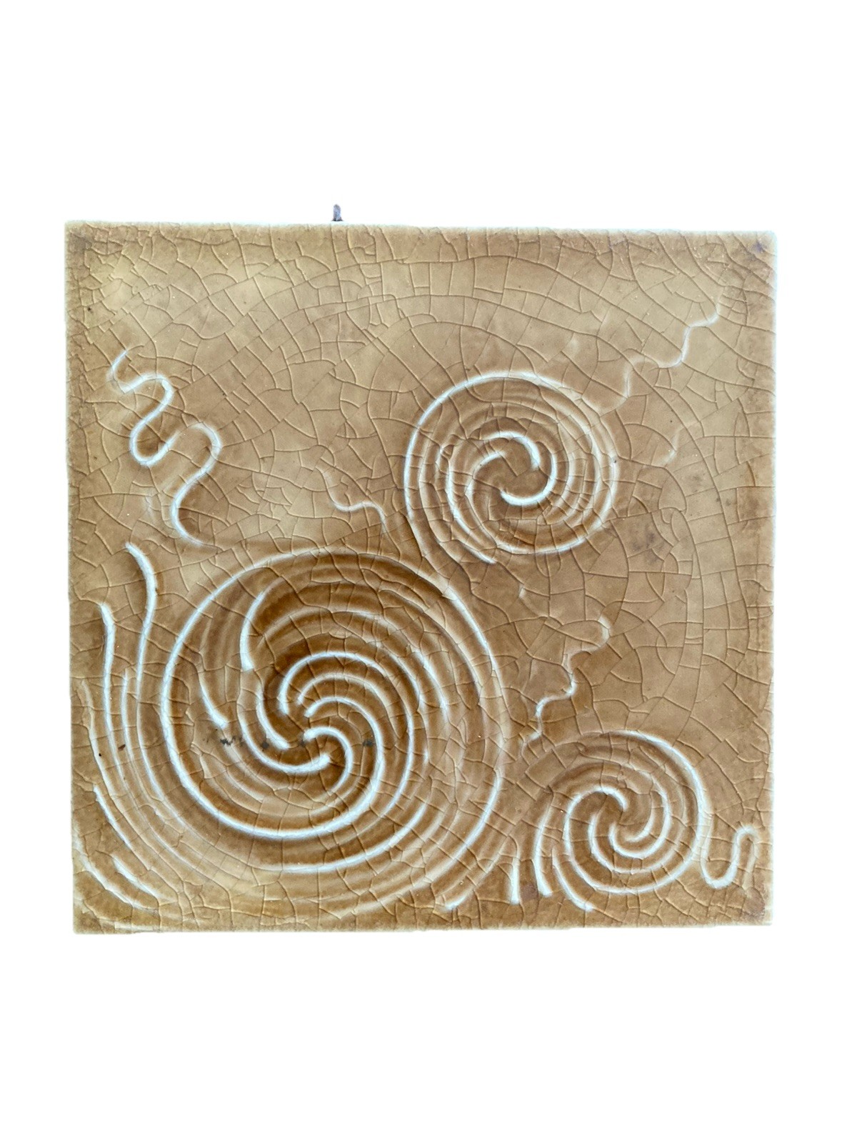 Vintage Studio Art Tile — Caramel Swirl Abstract Relief, 6x6 - Image 2