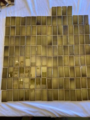 Antique USETCO Glossy Olive Fireplace Tiles — Set of 128, 1.5x3 in
