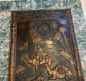 Antique Egyptian Revival Tin Architectural Panel — 24.5x30.5, c.1900