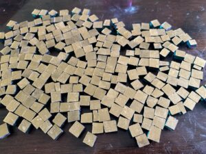 Mid-Century Patina Gold Smalti Mosaic Tile - Italian Vintage