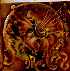 Antique Hamilton Majolica Fireplace Tile — Floral Relief, 6x6 (Set of Six)