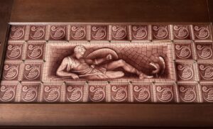 Antique AETCO Roman Soldier Figural Panel — Original Oak Frame, c.1905