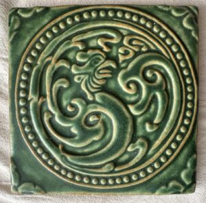 Pewabic Pottery Year of the Rooster Zodiac Tile — Aqua Glaze, 6x6