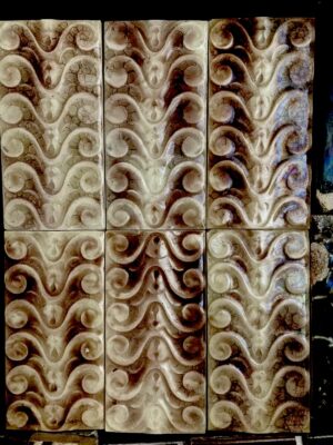 Antique Kensington Majolica Tiles — Six 3x6 in, c.1885–1895