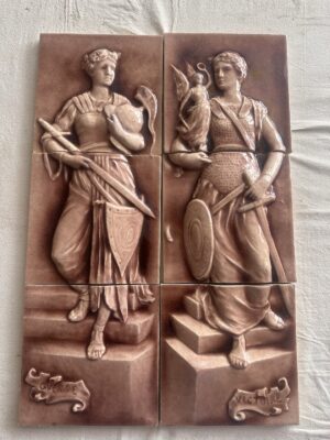 Antique Kensington Guerre & Victoire Figural Panel Pair — Attr. Herman Carl Mueller