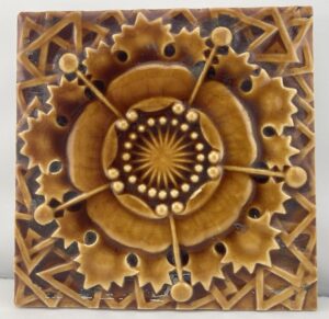 Antique Trent Cosmic Ochre Sunburst Tiles — Set of 14