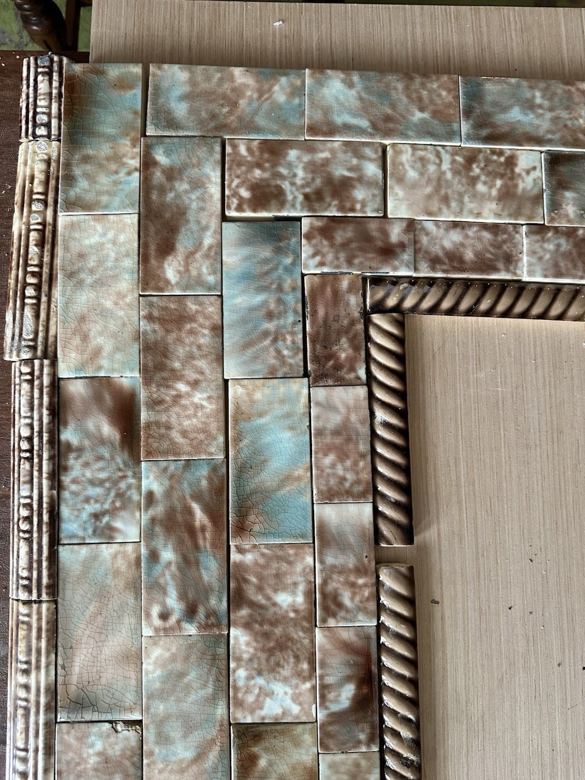 Antique Trent Fireplace Tile Surround - 235-Piece Faience Suite c.1895 - Image 3