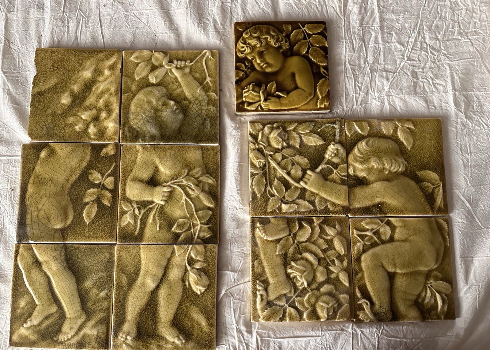 Antique Trent Cherub & Roses Figural Set with Factory Master Pattern - Image 3