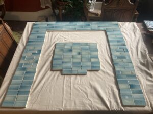 Antique Cambridge Crackle Blue Fireplace Surround — 149-Piece