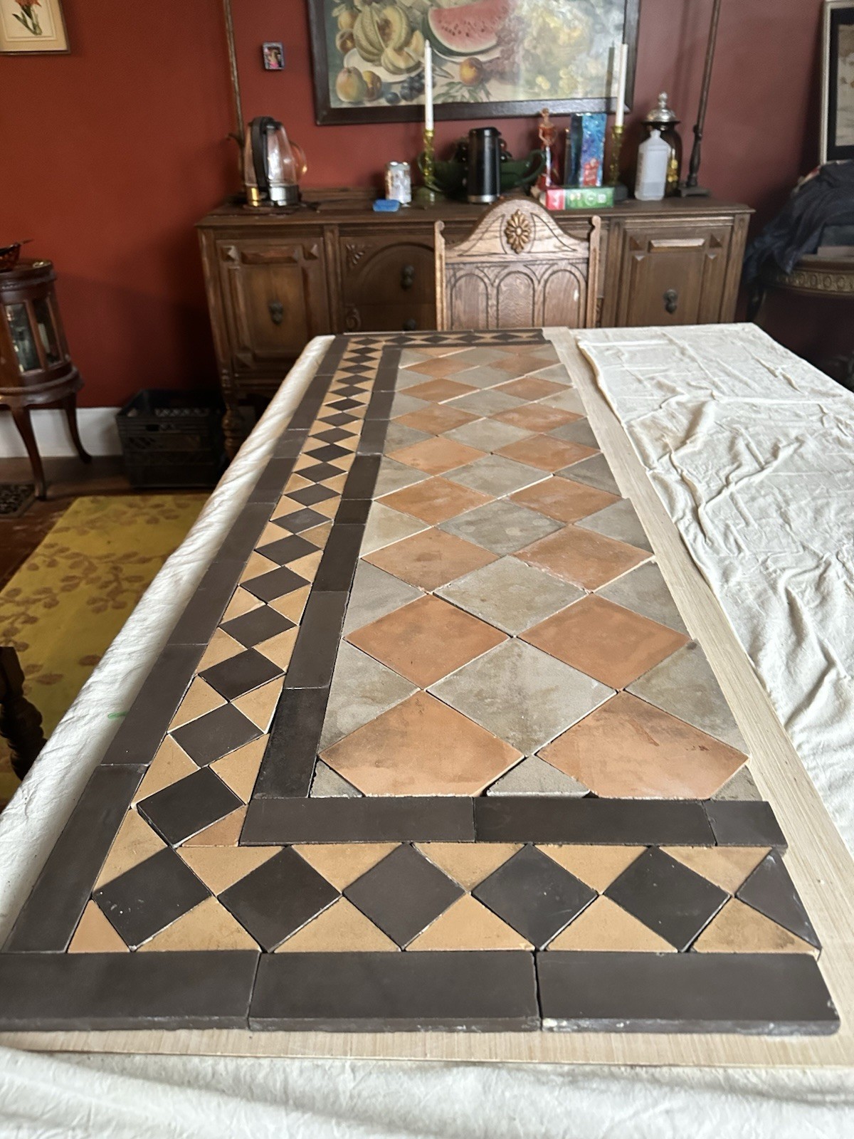 Antique AETCO Geometric Cocoa & Umber Hearth — Limited Series