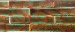 Antique AETCO Flame Green Field Tiles — Verdigris & Burnt Amber