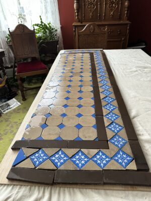 Antique AETCO Cobalt & Café Mosaic Hearth — Zanesville c.1890