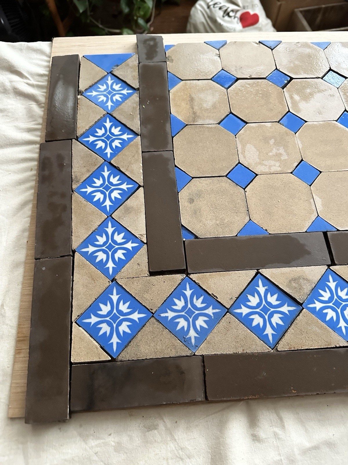Antique AETCO Cobalt & Café Mosaic Hearth — Zanesville c.1890 - Image 4
