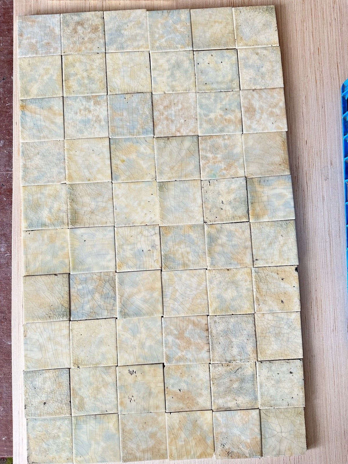 Antique Fairfield Pottery Fireplace Tiles — Field of Light & Smoke, 63 pcs