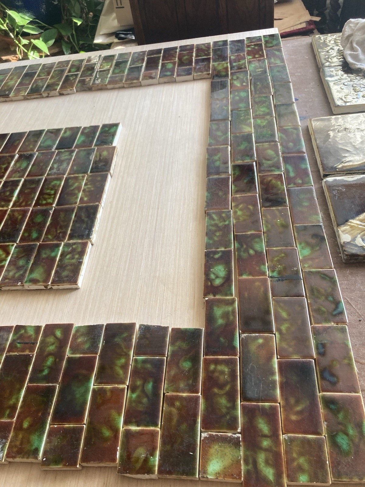 Complete AETCO Flame Green Tile Surround and Hearth - 12 sq ft - Floral Border - Image 3