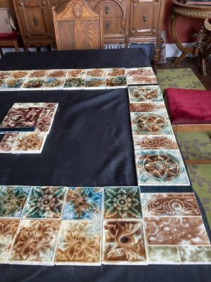 Eclectic Victorian Fireplace Surround - Teal, Chocolate, and Cream Harmony