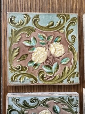 Antique Majolica Floral Tiles - T. and R. Boote