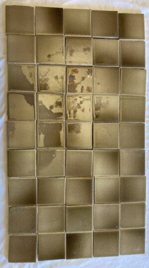 Antique Mottled Bronze Fireplace Tiles — 45 Glazed 3x3 Squares, 1900s