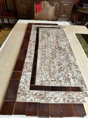 Antique AETCO Fireplace Tiles - Original Intact Hearth - Zanesville Ohio