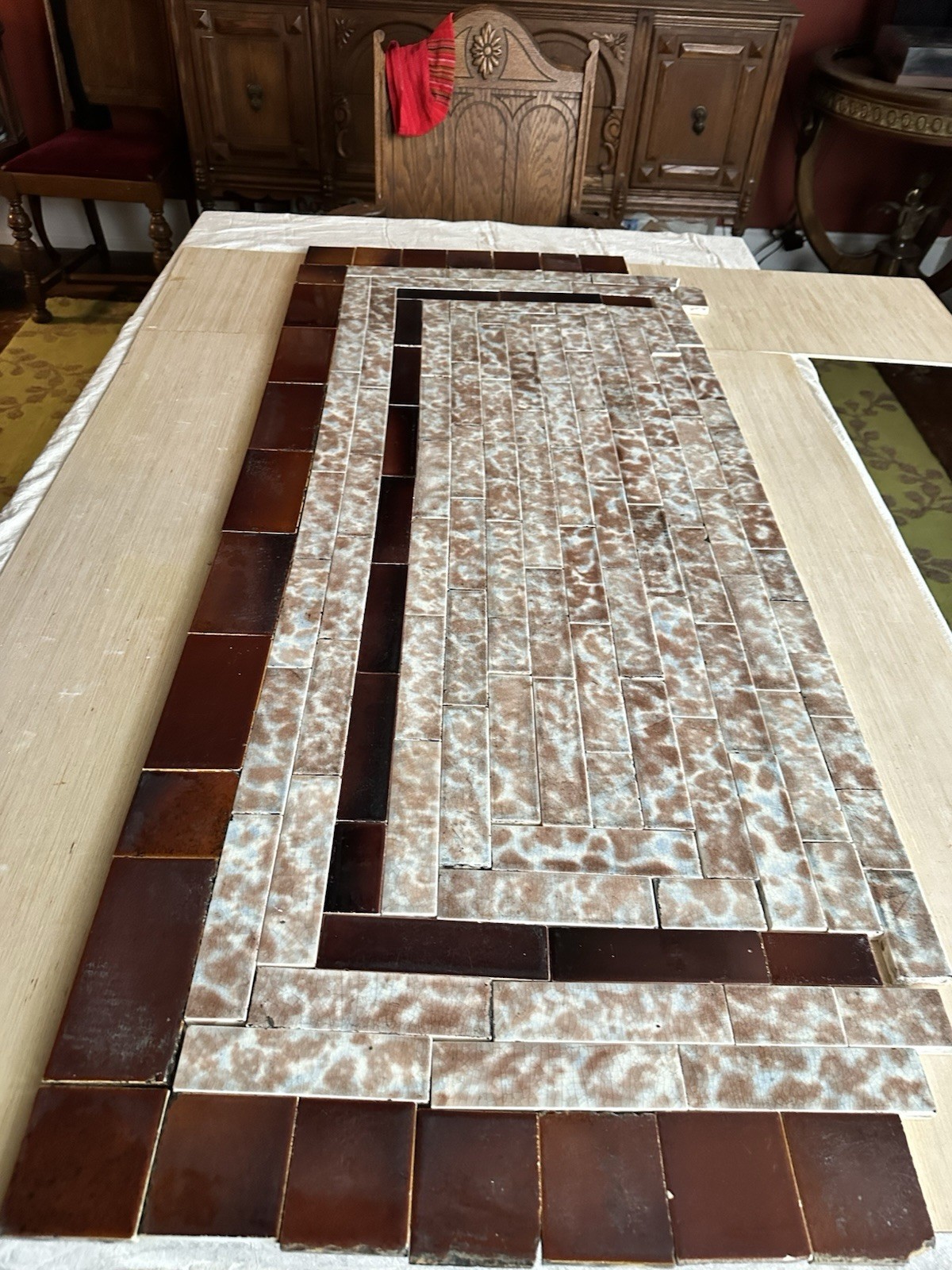 Antique AETCO Fireplace Tiles - Original Intact Hearth - Zanesville Ohio