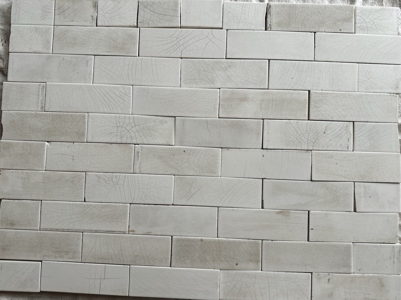Antique AETCO White Fireplace Tiles 6x2 Subway — Arts and Crafts Set, 57 Tiles - Image 5