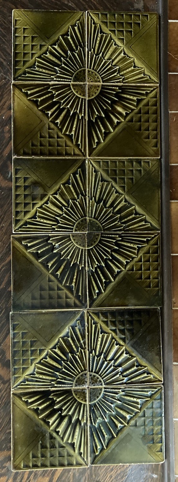 USETCO 12” Sunburst Tile Medallion — Olive Green Glaze, 4-Tile Set - Image 3