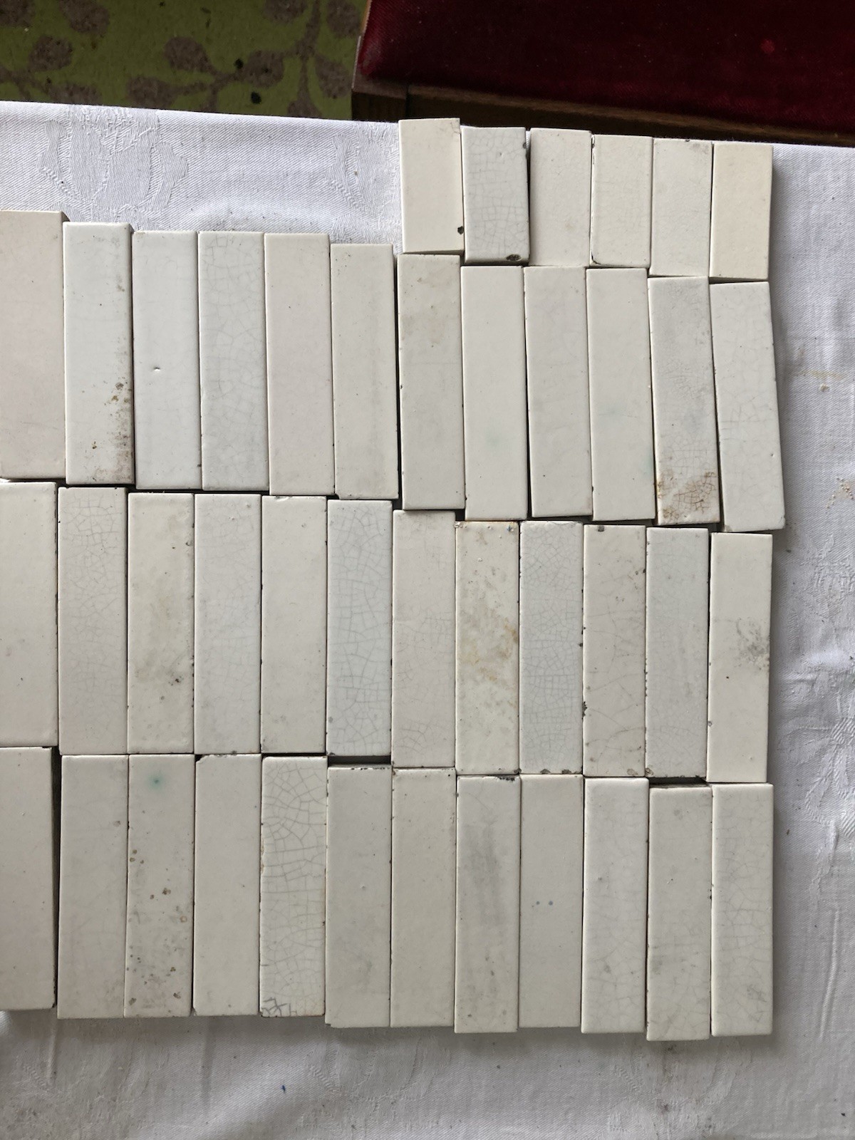 Antique Old Bridge White Tile Lot — New Jersey, 42 Tiles