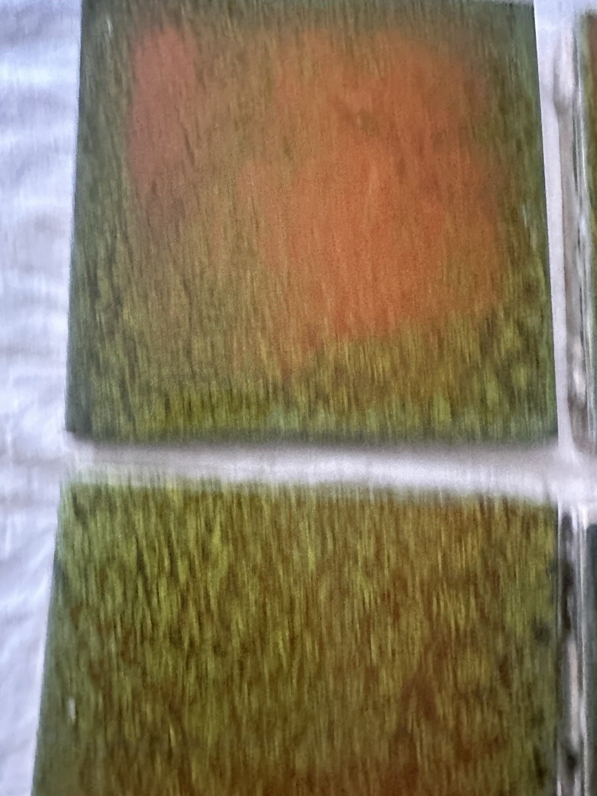 Antique Trent Tile Art Tiles — Mottled Green Orange Flambé, Lot of 9, 6x6 - Image 5
