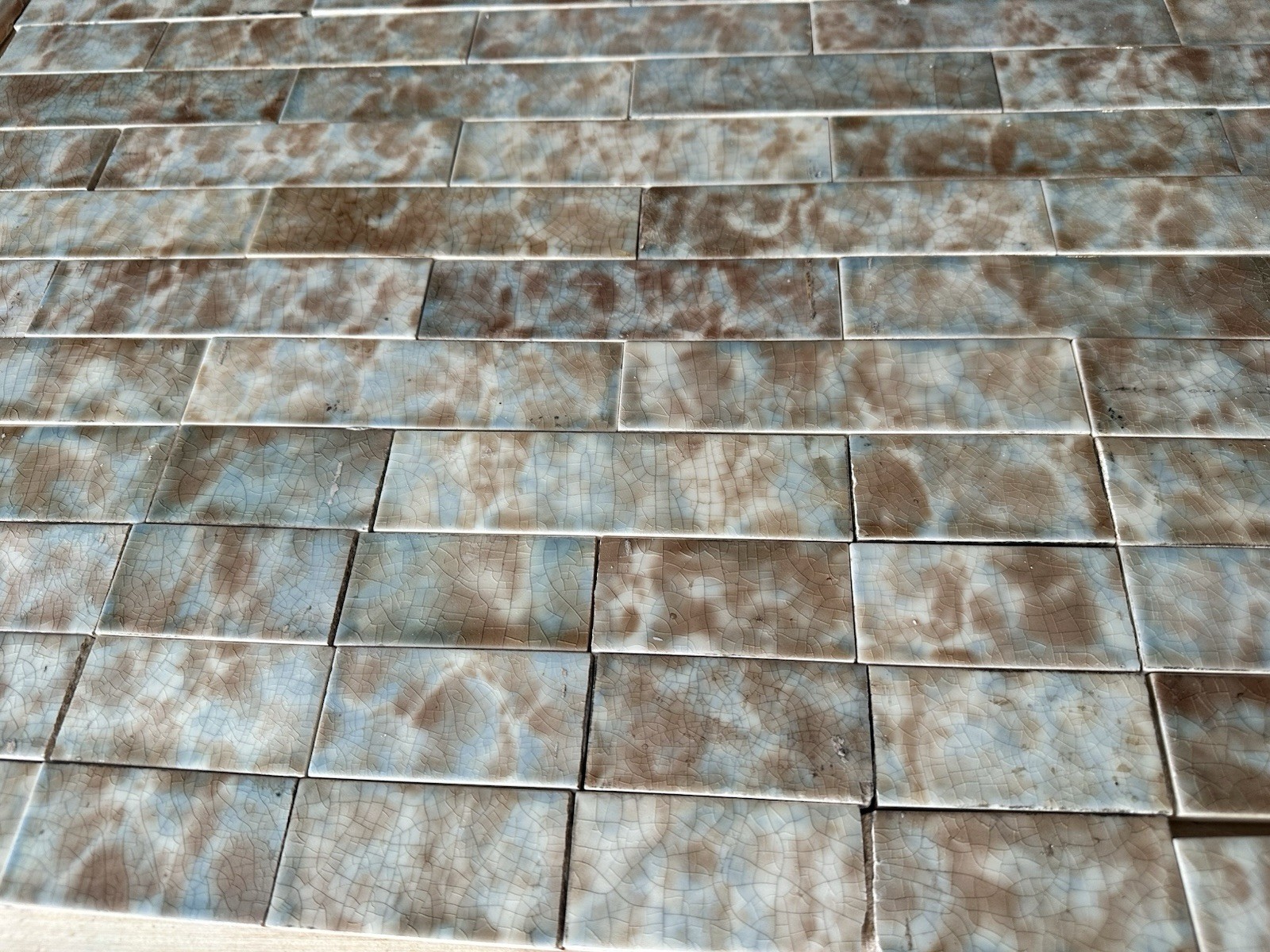 Antique Cambridge Fireplace Tile Set — Soft Celadon & Cocoa, Cincinnati - Image 2