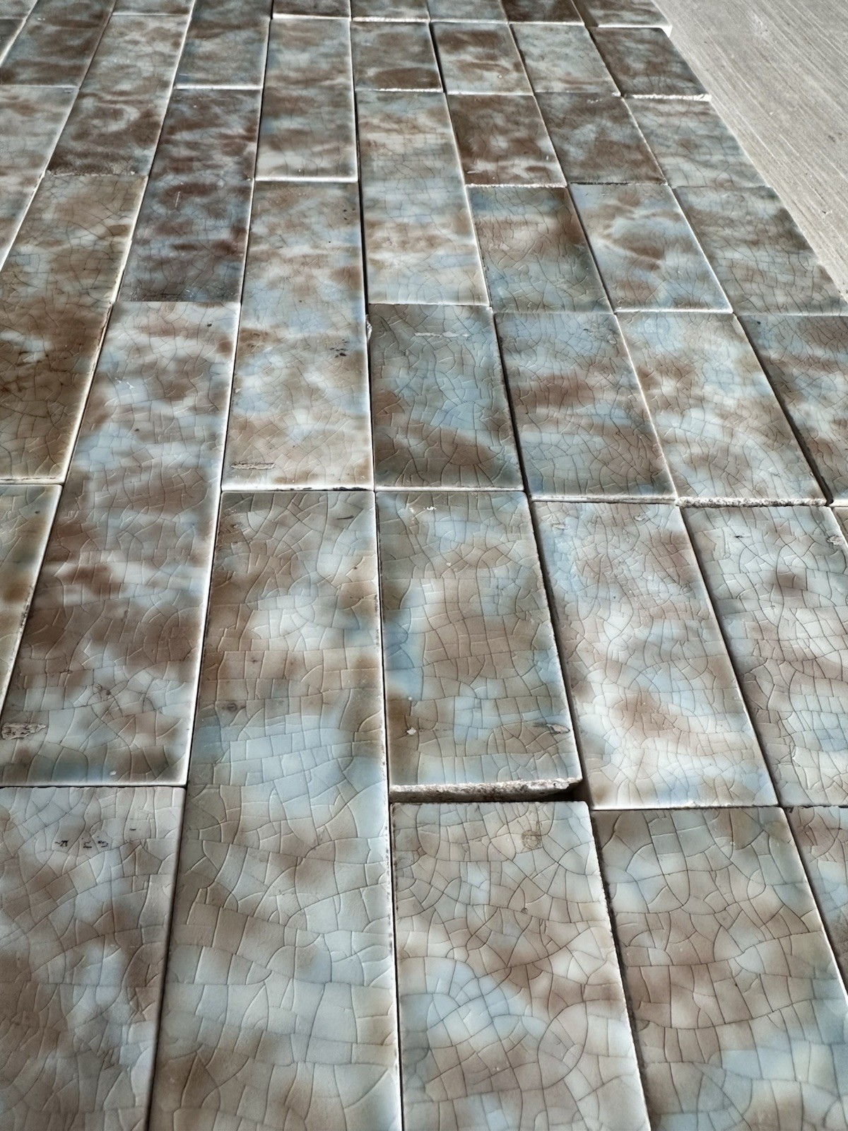 Antique Cambridge Fireplace Tile Set — Soft Celadon & Cocoa, Cincinnati - Image 3